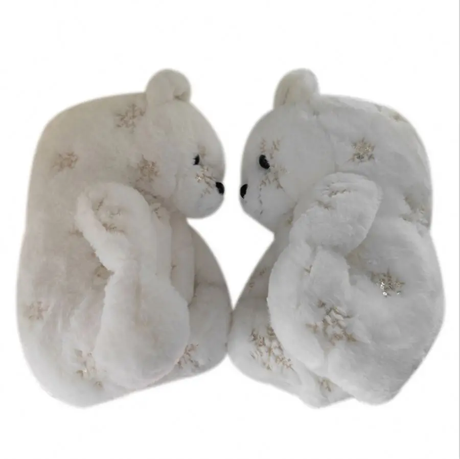 

Bear Fashion Slippers Wholesale Women Rainbow Fur Teddy Bear Slippers for women Toddler Teddy Bear women's slippers, Picture