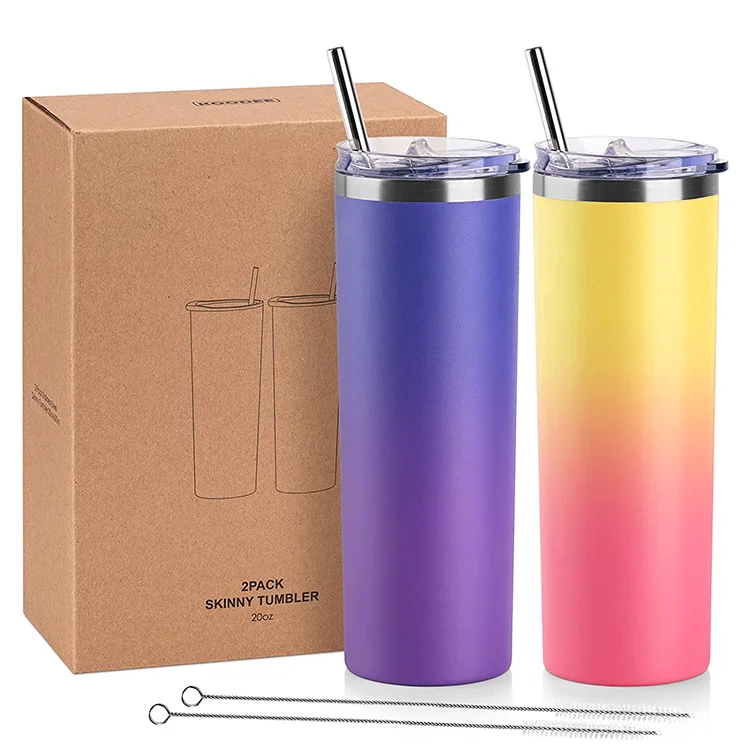 

2021Top Seller 20oz 30oz Stainless Steel Slim Wine Sublimation Tumbler W/ Straw Vacuum Double Wall Insulated Cups With Clear Lid, Customized color