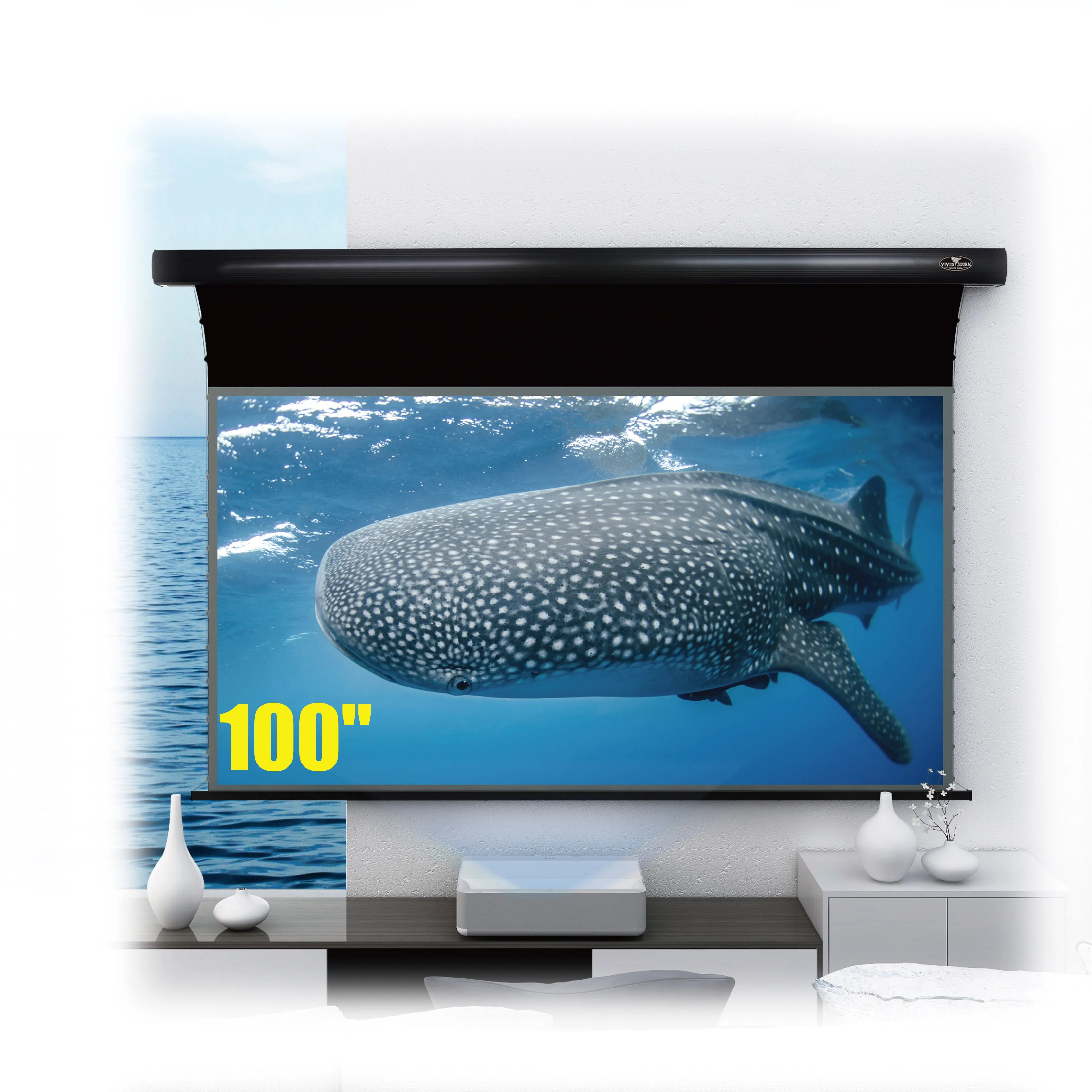 

VIVIDSTORM 2 set 100 inch PRO Slimline Ultra-Short Throw Ambient Light Rejecting 8k 4k HD office movie cinema projector screen