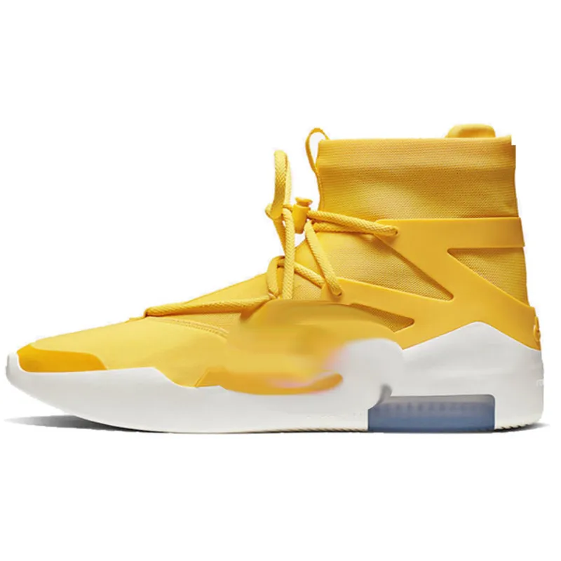 

High Quality Vogue Chinese Style Popular Fear of God 1 Brand Shoes Fashion Basketball Shoes Sneakers Men, Yellow and white