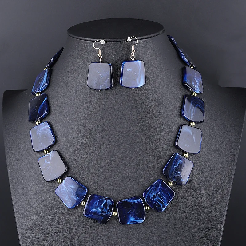 2019 Winter Jewelry Sets Acrylic Beaded Necklace Earring Sets For Women Bohemia Jewelry Sets