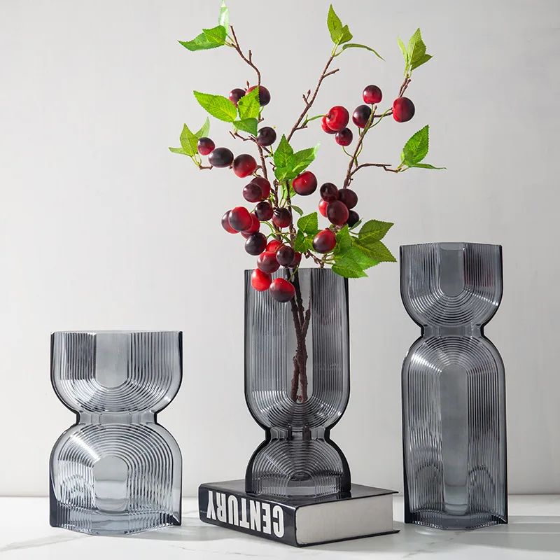 Modern Simple Creative Coastal Glass Tabletop Vase for Entrance Restaurant Flower Arrangement Combination Decoration