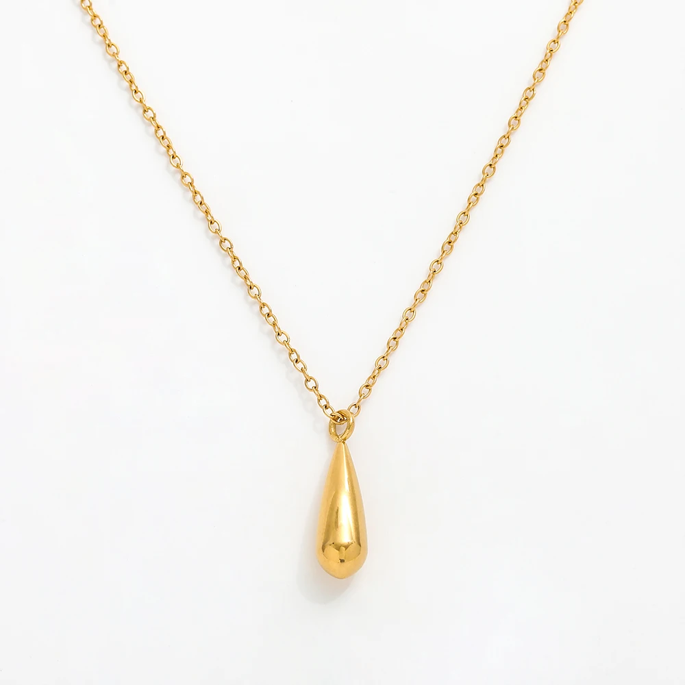 

Joolim Jewelry 18K Gold Plated Dainty Waterdrop Pendant Necklace Stainless Steel Necklace Tarnish Free Jewelry Wholesale