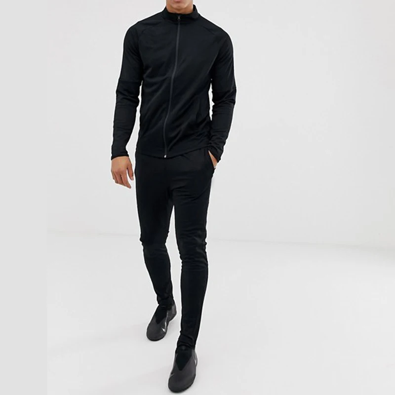 

Hot Sale Quick Dry Breathable Full Zipper Workout Gym Blank Black Mens Polyester Tracksuit