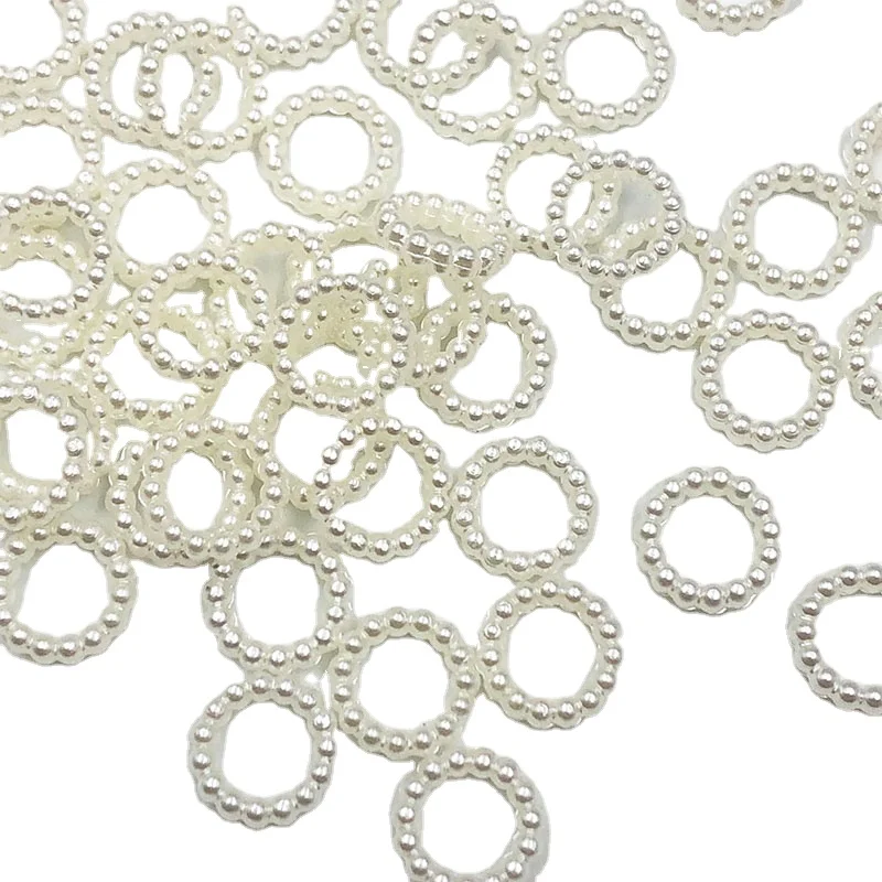 

10mm Round Artificial Hollow Pearl Circular Beige White Half Flat Jewelry Phone DIY Garment Beads Craft