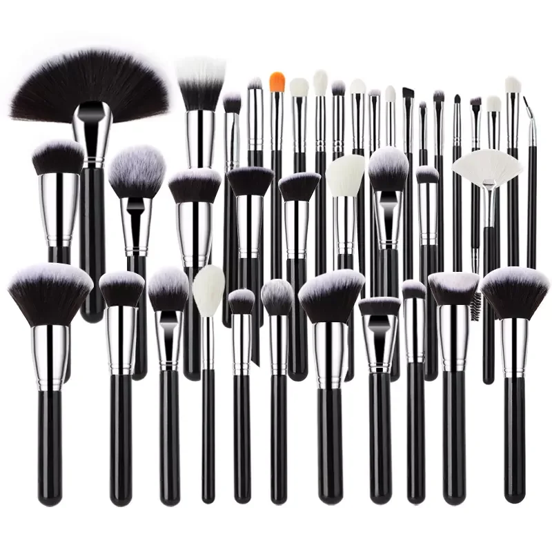 

40 Piece Professional High Quality Black Make up Brushes Wooden Handle Custom Logo Professional Private Label Makeup Brush Set