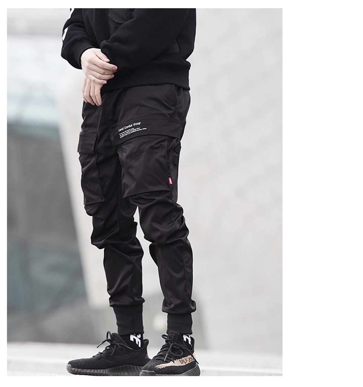 2020 Custom Men Street Wear Korean Style Black Long Multifunction ...