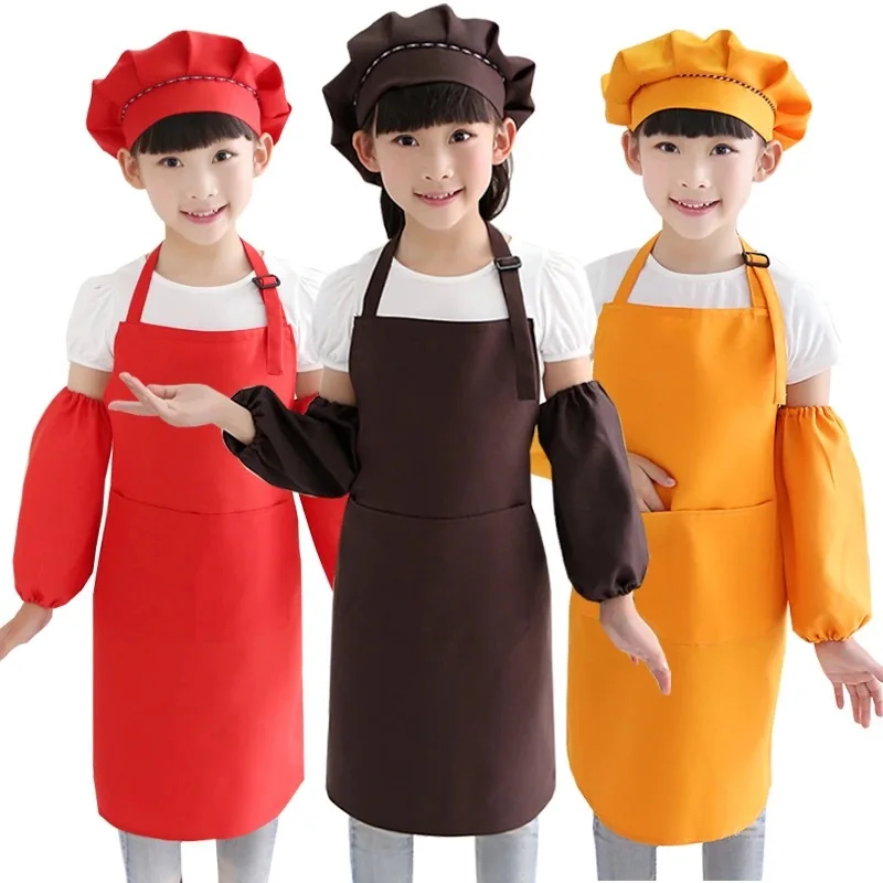 

Amazon Children's polyester aprons painting cooking apron kids Kitchen play role baking set kids chef apron and hat