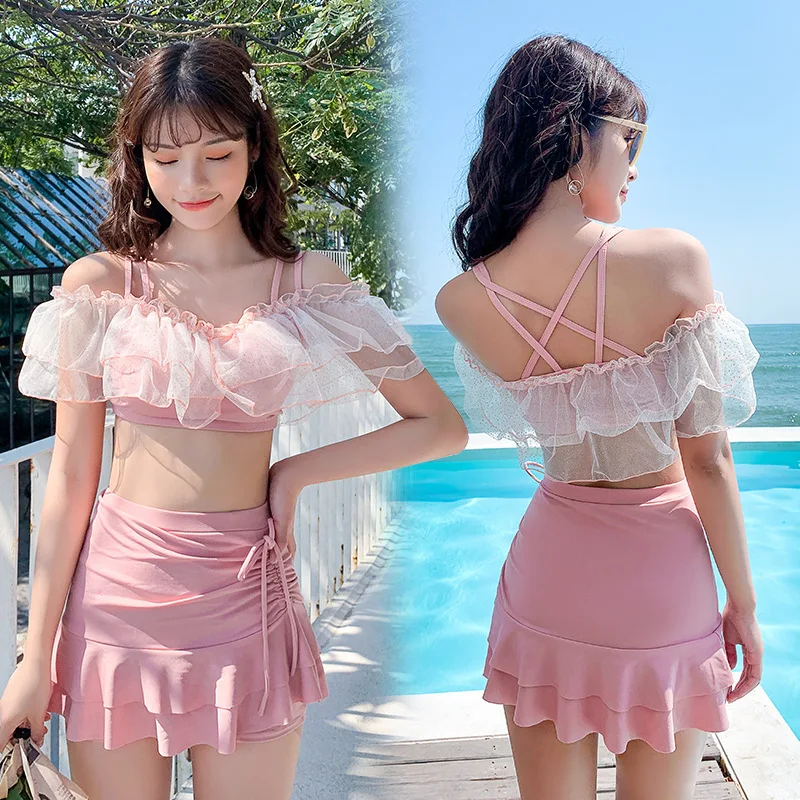 

Wholesale female cute split skirt style sexy small breasts slimming summer conservative hot spring swimwear, As the picture show