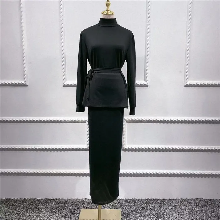 

Fashion women dress casual wearing top with skirts design wool fabric winter set, Pink,gray,brown,black