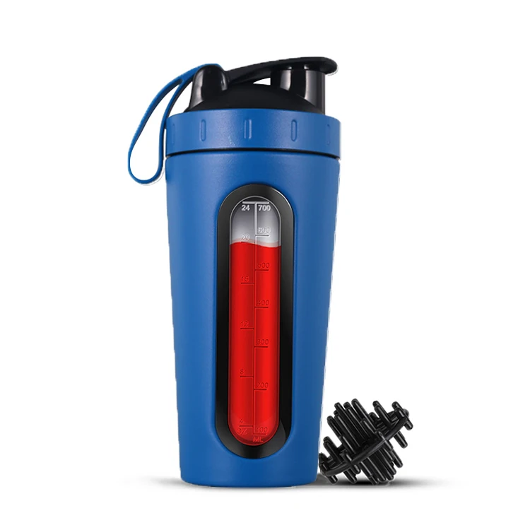 

Best Sellers ebay wish Amazon 750ml Visible Window Stainless Steel Shaker Bottle For albumen powder SYM sport custom LOGO, Black,gold