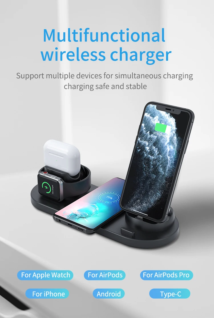 Trending 2020 3 in 1 phone wireless charger stand for Apple watch for iphone,charging dock station for airpods/for airpods pro