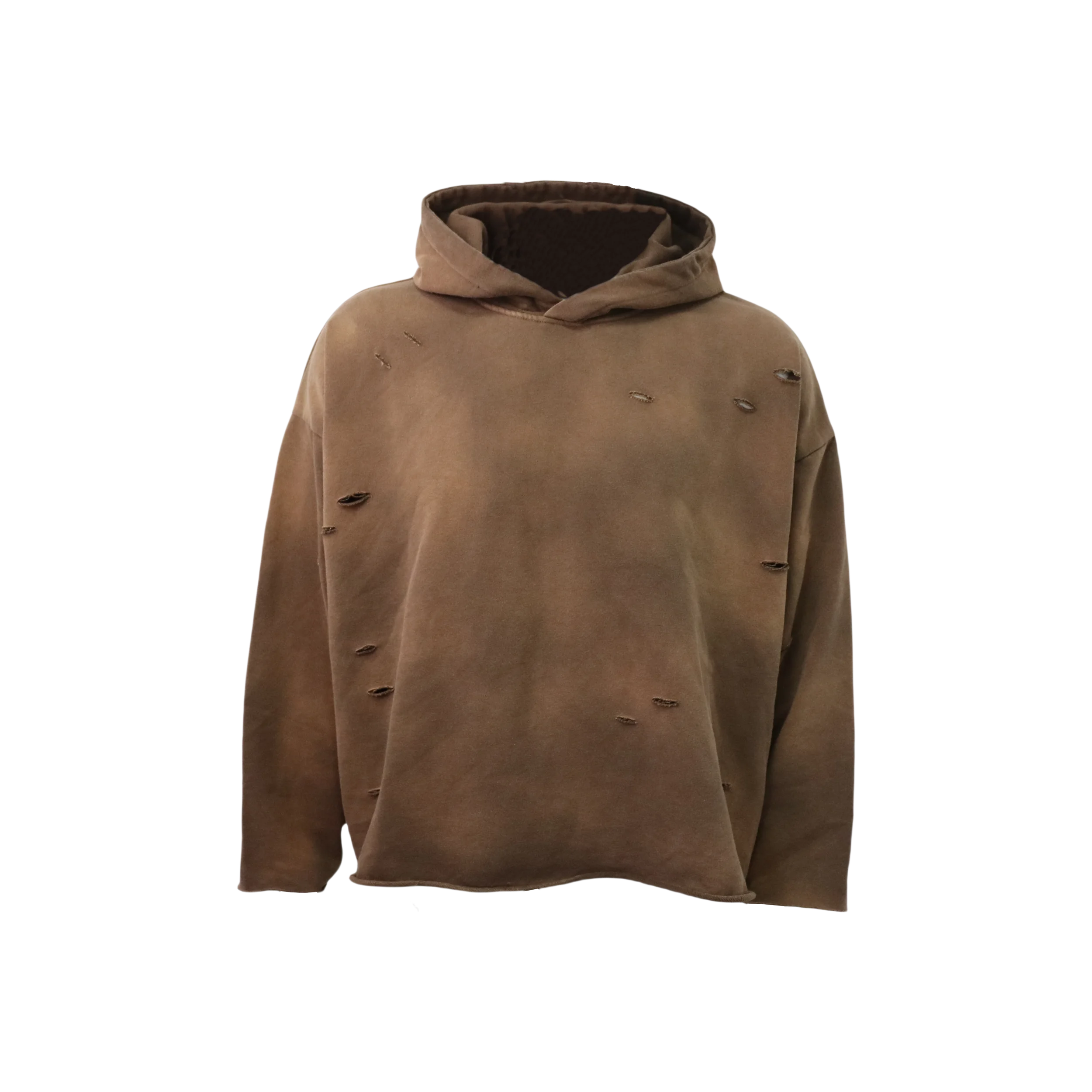WEIMI 450 GSM Acid Wash Distressed Raw Hem Hoodie