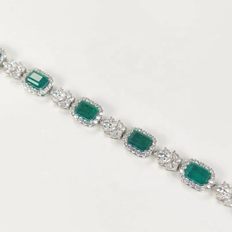 

classics silver 925 sterling silver bracelet women 925 gemstone jewelry wedding jewelry emerald bracelet, White gold (rose gold, yellow are avaliable)
