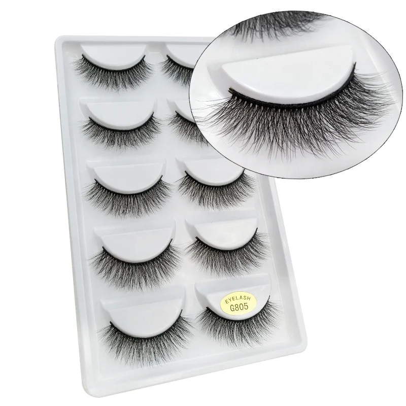 

Wholesale 3D Mink False Eyelash Natural Thick 5 Pairs Faux Mink Eyelash