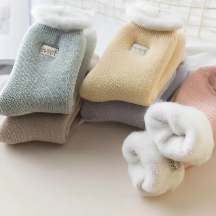 

SHANXIN women fluffy slouch crew warm cozy embroidery wool socks winter hiking wool socks