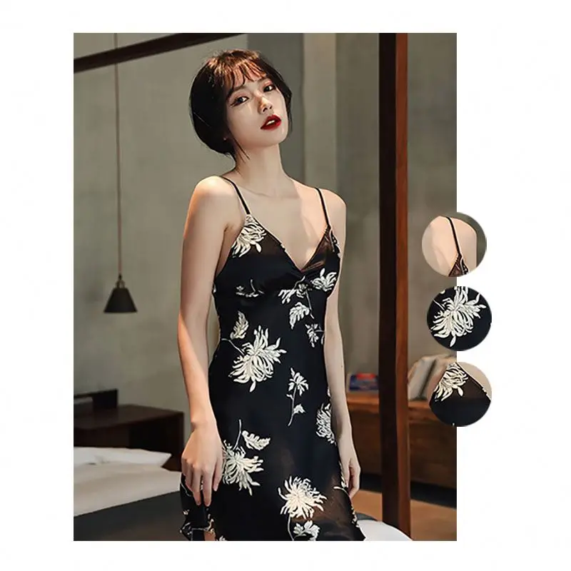 

Luxury New Arrival Printing Sleeveless 2 Piece Short Set Ladies Sexy Nighty Pajama Silk Women Dress Casual