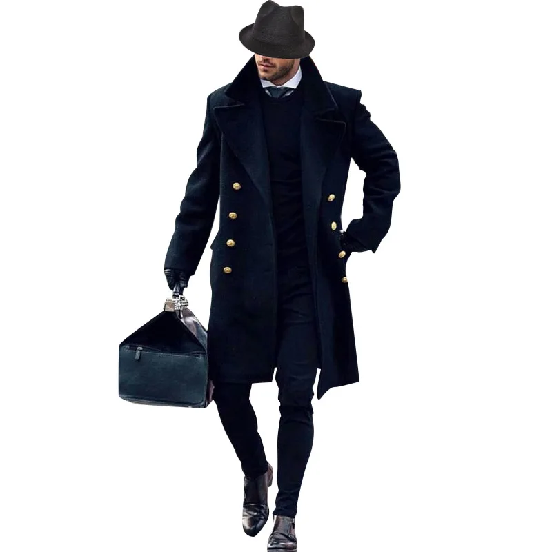 

Mens Trenchcoats Solid Color Long Coat Casual Jacket For Men Slim Fit Blazer Single Breasted Business Men's Jackets Coats, Picture color