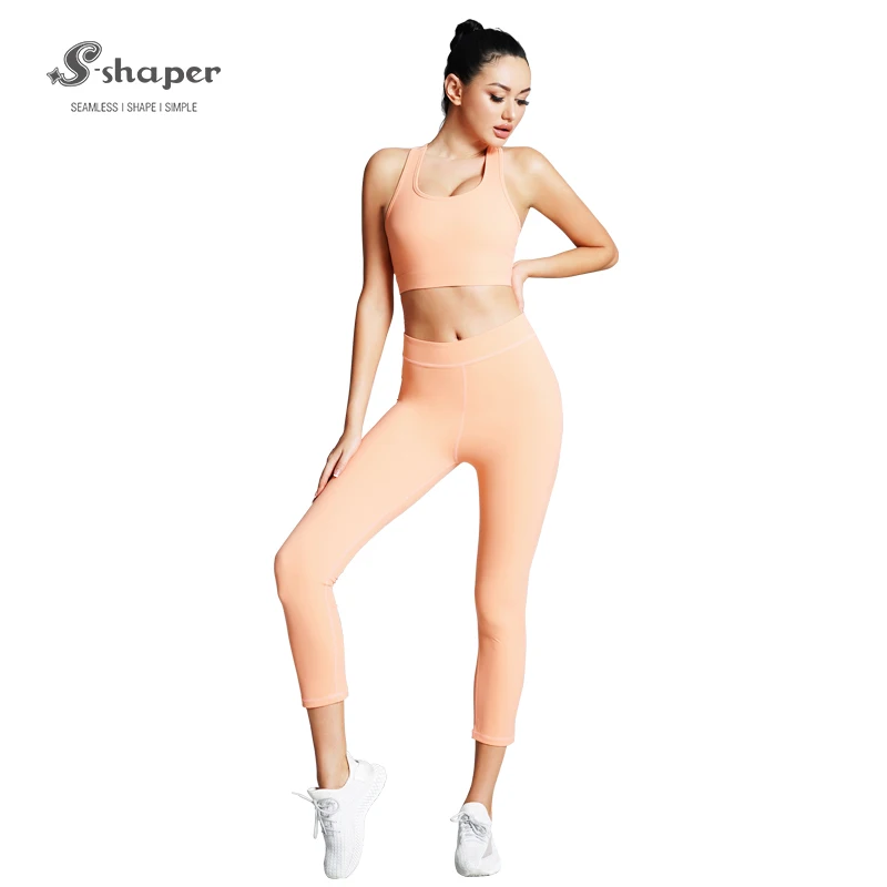 

Factory direct sale women fitness tracksuit ladies two piece yoga leggings sportswear, Orange