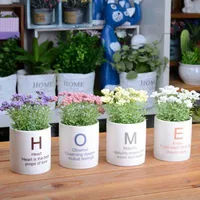 

The idea of potted plant and flower container combination can be used as a decorative meaning for gifts and home landscaping