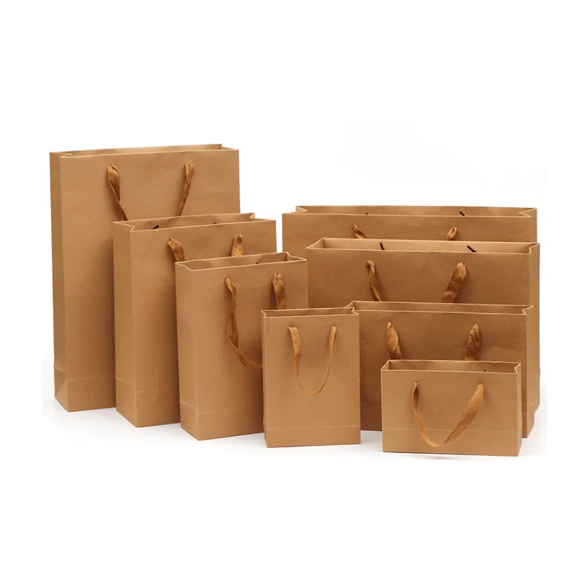 

Eco Friendly Recyclable Custom Logo Printed Brown Kraft Paper Apparel Cosmetics Packaging Brown Craft Paper Bags