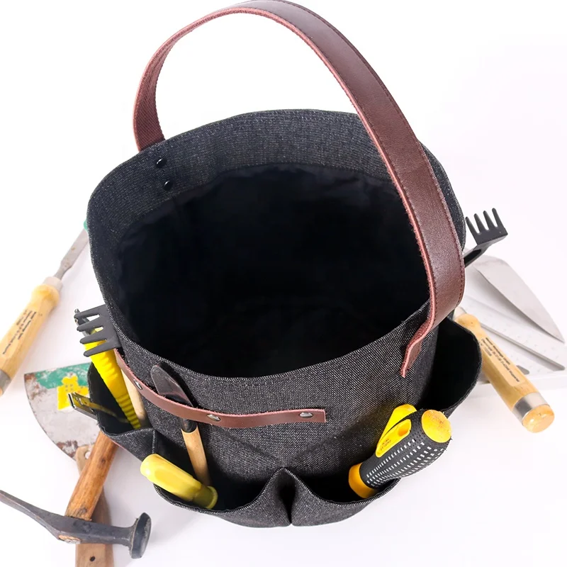 
Custom durable denim coated TPU Waterproof Bucket Garden Storage Tool Bag 