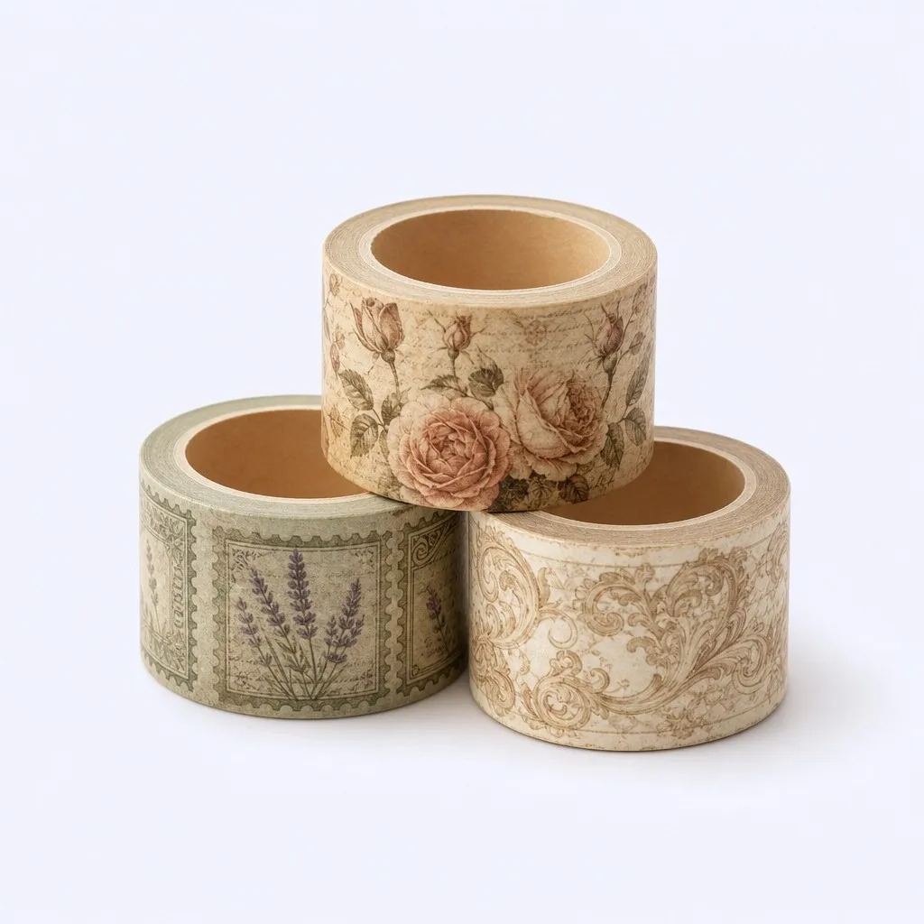 Three vintage washi tape rolls — group display