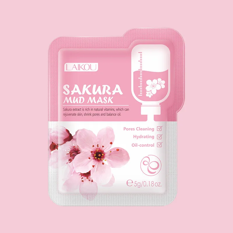 

LAIKOU Sakura Clay Mask for Face Deeply Cleansing Moisturizing Oil-Control Anti-Aging Anti-Wrinkle Pink Mud Mask Facial Skin Car