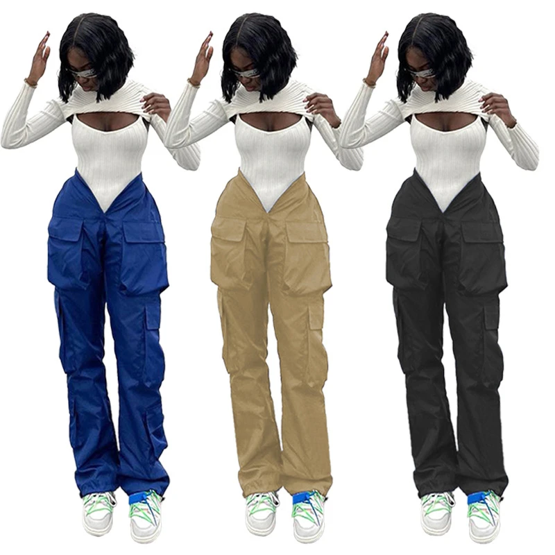 

Top Quality Pantalon Casual Loose Plain Plus Size Hip Pop Sweatpants With Side Pockets Women High Waist Joggers Punk Cargo Pants