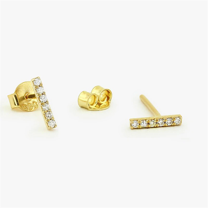 

S925 sterling silver single row round beads and micro diamond earrings
