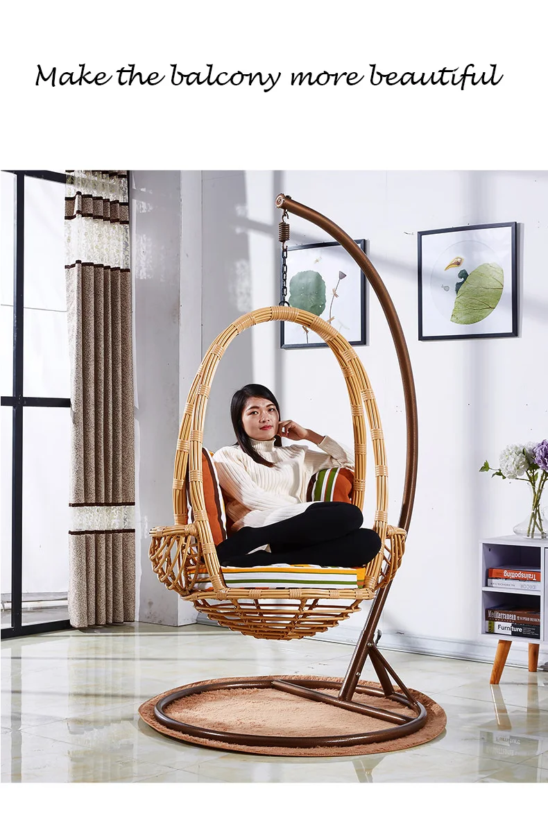 Sing Seat Swing Basket Shape Indoor Hanging Swing Chair Rattan Swing