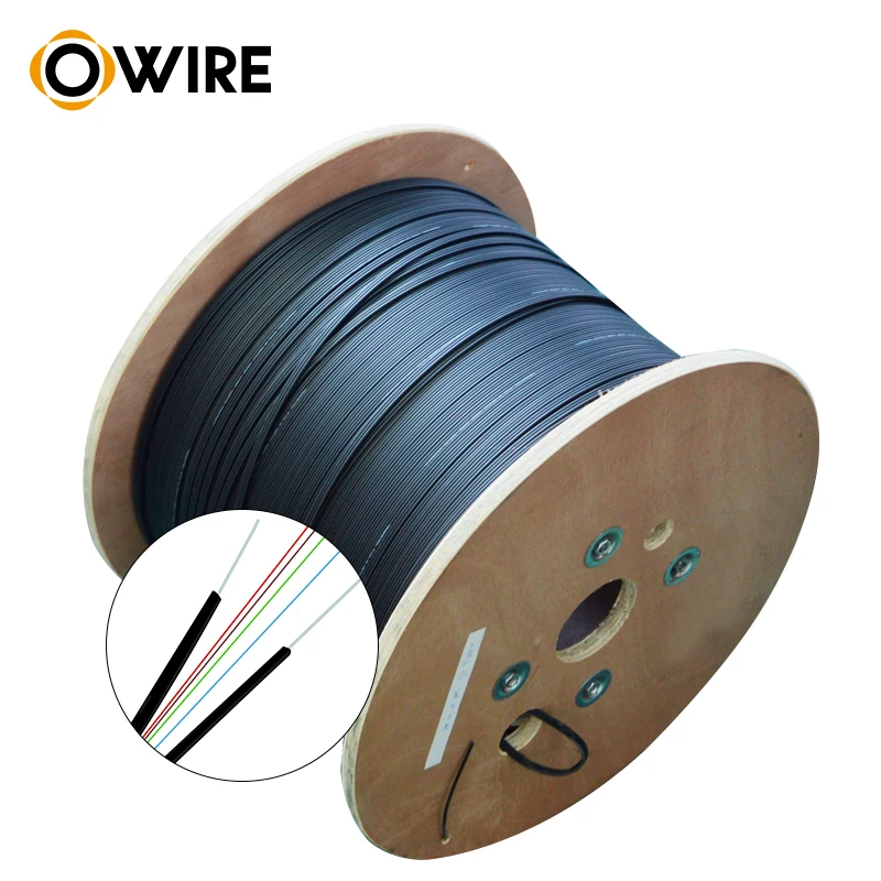 Owire factory price Fttx Ftth 2 Core Fiber Optic Drop Cable Roll fiber optic cable