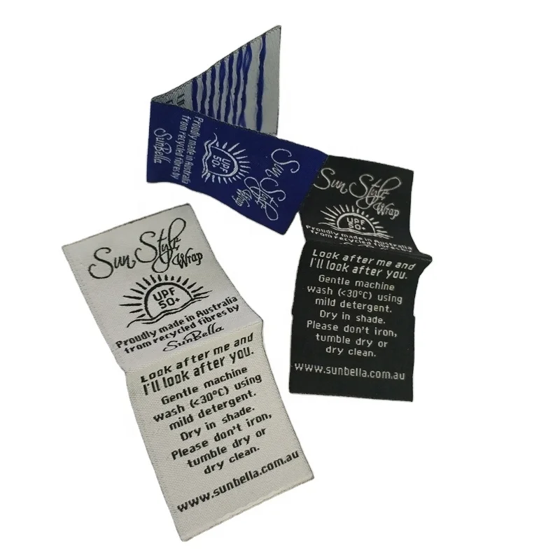 

Custom Famous Brand Name Logo Centerfold Clothing Label Machine Woven Damask Clothes Labels for Clothing, Custom color