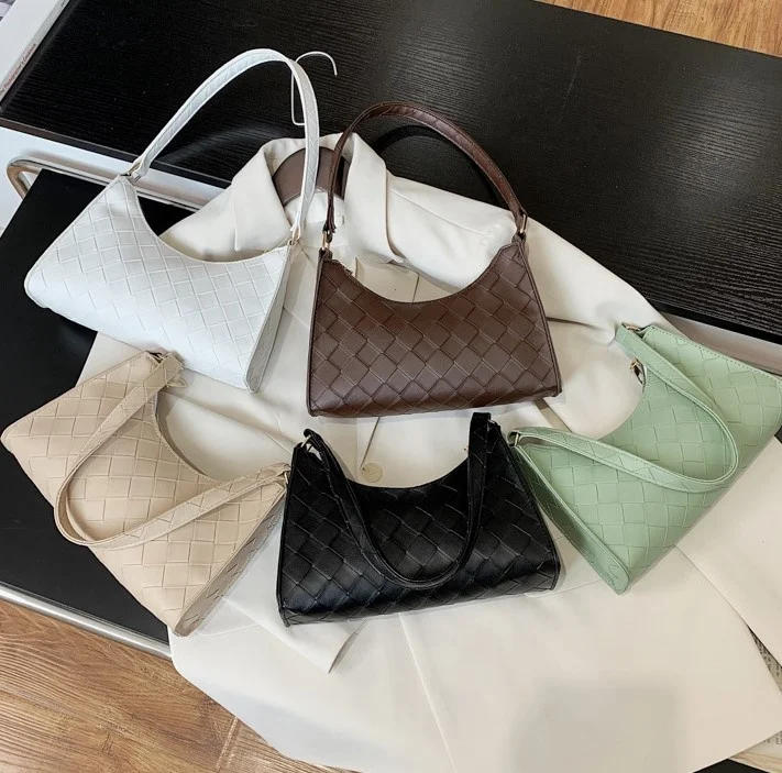 

Wholesale good quality woven leather rhombus pattern fashion ladies shoulder bag, Black,coffee,khaki,white,green