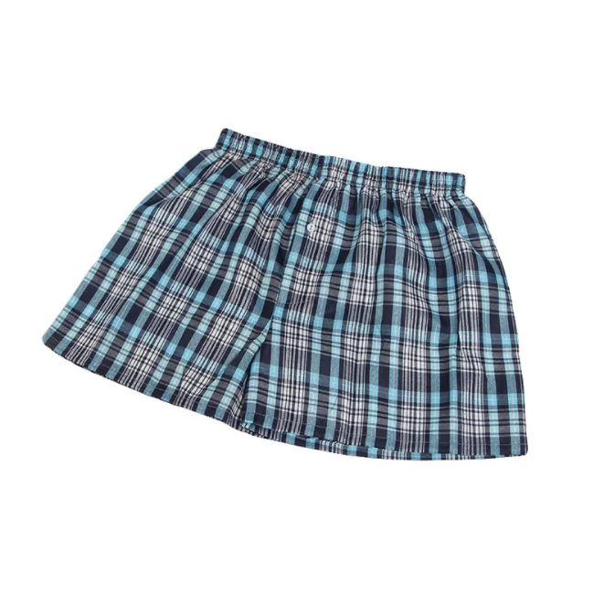 

Hot Selling Plaid Style Loose Mid Waist Mens Beach Panties with Button ZGJ-0273