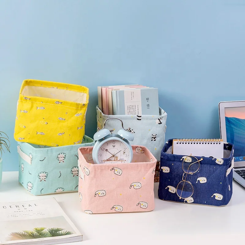 

Home collapsible storage fabric storage bin organizer basket with handles