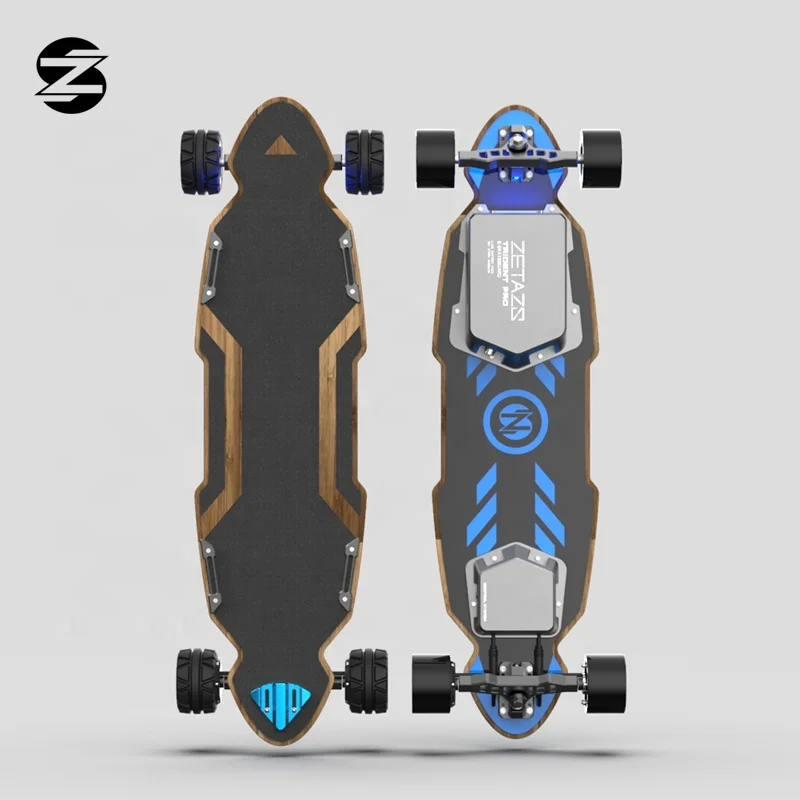 

ZETAZS Trident Electric Skateboard Off road Waterproof Dual Motor Longboard 2400w Remote Control 36v 374.4Wh 10.4Ah Hot Sale