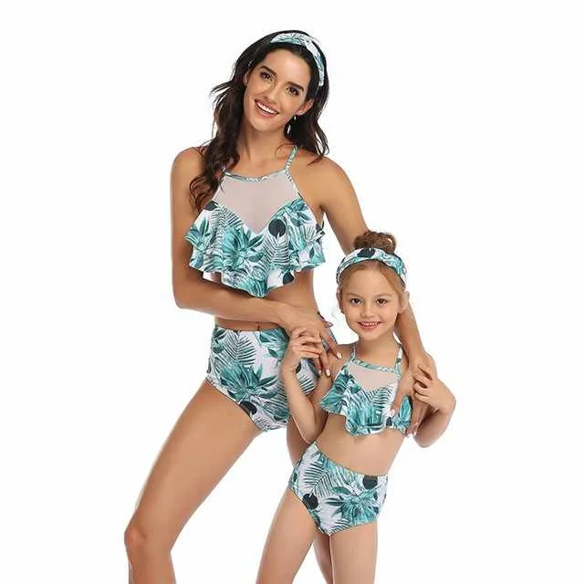 

Parent-child Swimsuit High Waist Bikini Split Swimsuit For Ladies And Girls, Picture color