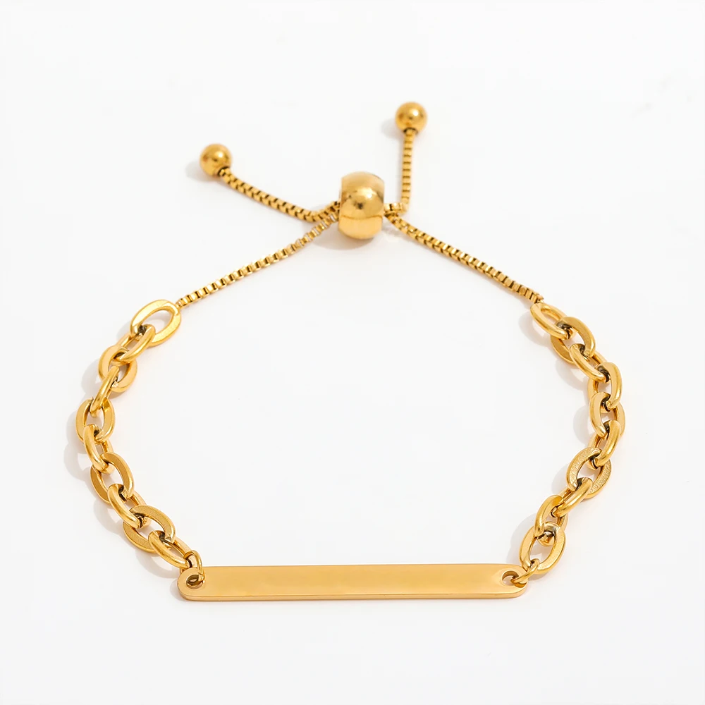 High End Gold Plated Stainless Steel Little Strip Adjustable Bracelet for Women Wholesale Jewelry