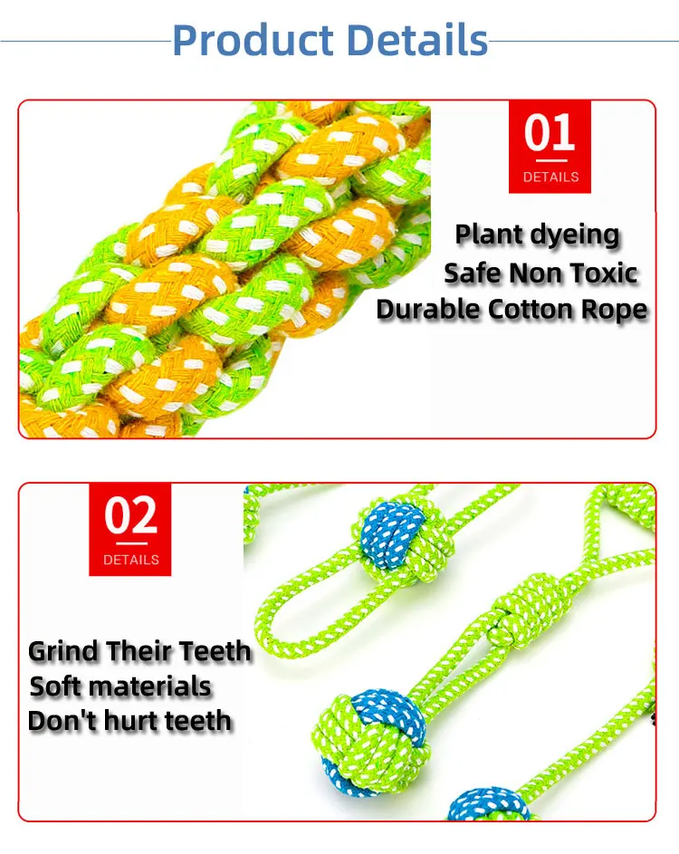 Durable Natural Hemp Rope Interactive Pet Dog Toy Cotton Rope Hemp Dog Toy Set