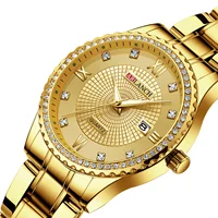 

Gold Watch Women Quartz Watches Mineral Glass Mirror