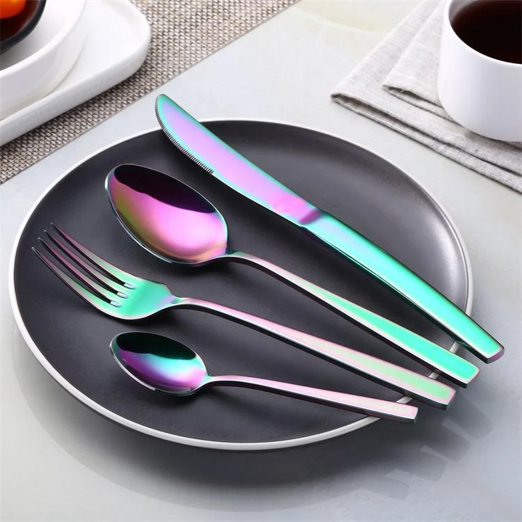 

Fashionable PVD Coating Flatware Sets Colorful Western dinnerware Sets Mirror Polish Cutlery Sets, Silver;copper;gold;champagne,black as customized