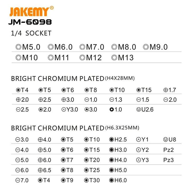 JAKEMY Professional 66 in 1 Portable  Screwdriver Tool Set with Adjustable Extension Bar DIY repair tool for Cellphone Laptop