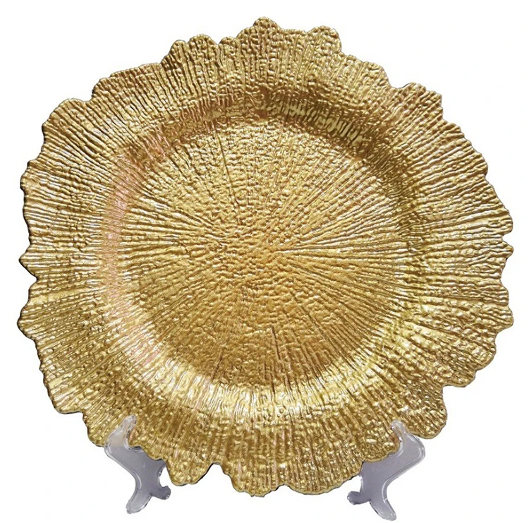 

Luxury Wedding table decorative Round 13.8 inch Plastic Charger Plates wholesale, Gold;silver;red;blue