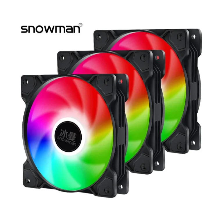 

SNOWMAN Hot sales 4 Pin RGB pc cooling fan 120Mm Quiet 12Cm CPU Fan