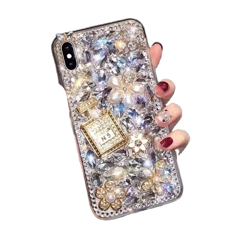 

Luxury Diamond Perfume Bottle Shaped Handmade Phone Case Cover For iPhone 11 Pro MAX Xs Max 5S SE 6 6S 7 8 PLUS, As picture show