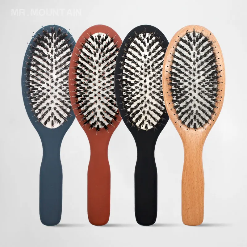 New Arrival Custom logo Massage Scalp Paddle Hair Brush Boar Bristle Nylon Detangling Hair Brush Hair Extension Tools