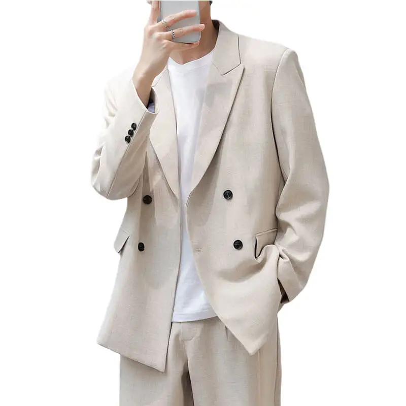 

Drop shipping big size regular fit apricot TR fabric double breasted new design office coat pant man western suit, Black/grey/apricot