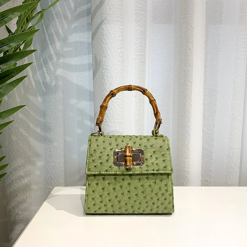 

2020 Luxury New Fashion Shoulder Bag Pu Leather Ostrich Ladies Designer Crossbody Bags Bamboo Handbags for Women