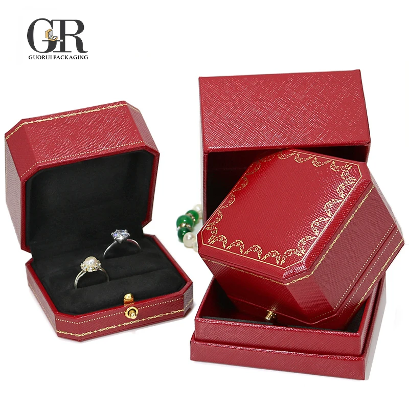 

Guorui Wholesale custom luxury double retro jewelry wedding ring box high-grade necklace box ring box, Customized